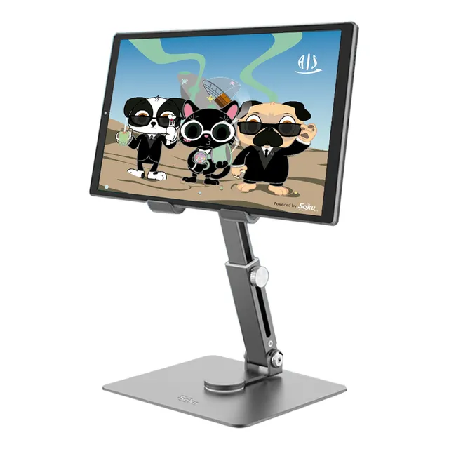 Soporte Aluminio Ajuste Giratorio 360 Para iPad Tablet Pro Color Gris