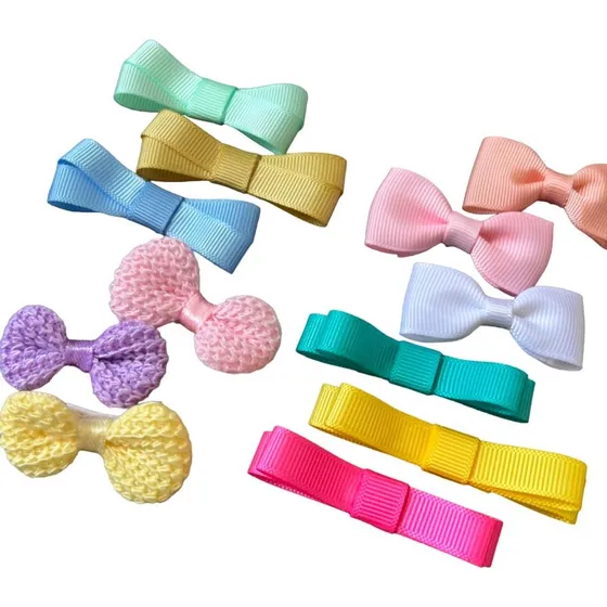 Kit 12 Lacinhos Autocolante Pra Colar Na Cabeça Bebê Menina