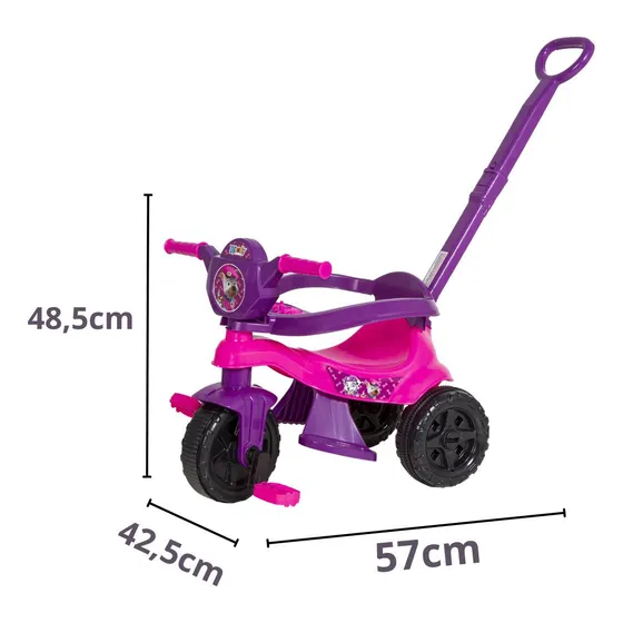 Triciclo multifuncional Kendy Kemotoca Baby Dog rosa e lilás Criança Bebê Andador Meninas Cachorrinho BQ0513M
