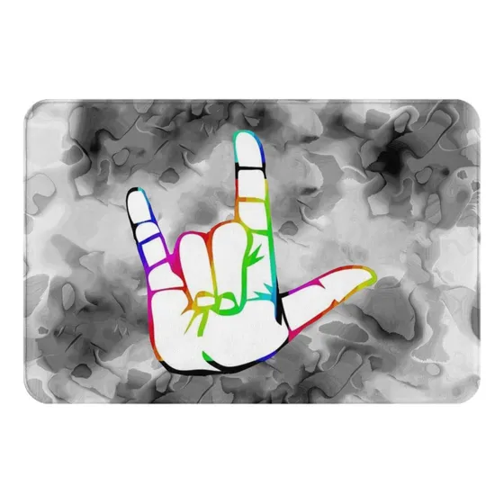 Asl I Love You Sign Language Tapete Para Puerta Entrada Baño