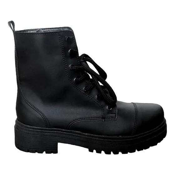 Borcegos Clásico Negro Eco Cuero By Lola Cómodo Y Liviano