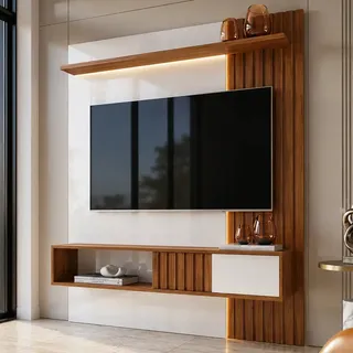 DJPainel Bancada Suspensa Dj Cosmos 1500 Para Tv Até 55 Ripado Porta Deslizante