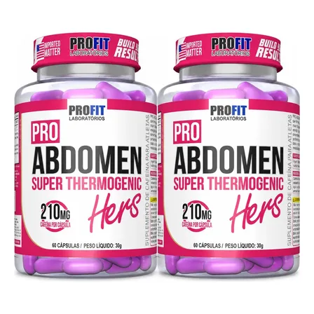 2x Pro Abdomen Hers - 60 Capsulas Cada - Profit Labs Sabor Sem Sabor