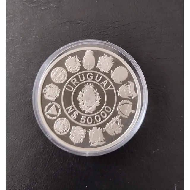 Moneda Plata 1992 Encuentro De Dos Mundos Uruguay