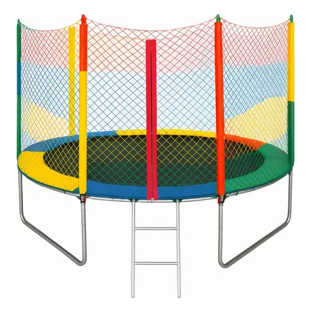Cama Elástica Circular 2.44m Trampolim Brinquedos, Suporta 270 Kg, Com Rede De Proteção E Zíper Preto Colorido