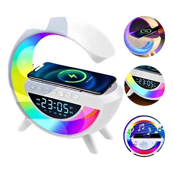 Luminária G Speaker Caixa Som Carregador Indução Rgb 110/220