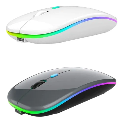 Mouse Sem Fio Bluetooth Usb Laptop Notebook Rgb Recarregável Cor Preto