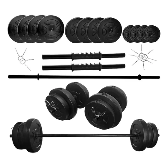 Kit Set 34 Kg De Discos Y Barra 1,50 Mts Y Mancuernas Sonnos