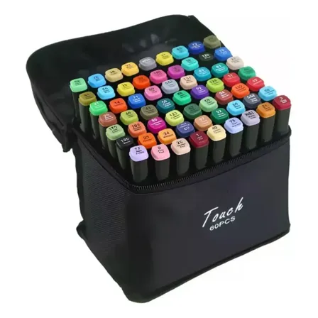 Touch Conjunto De Canetas Marcador Permanente Ponta Dupla 60 Cores Multicor