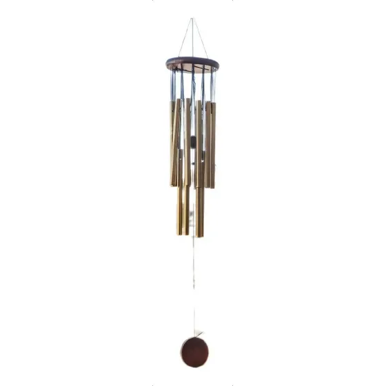 Llamador De Angeles Metal Y Madera Color Dorado 75cm