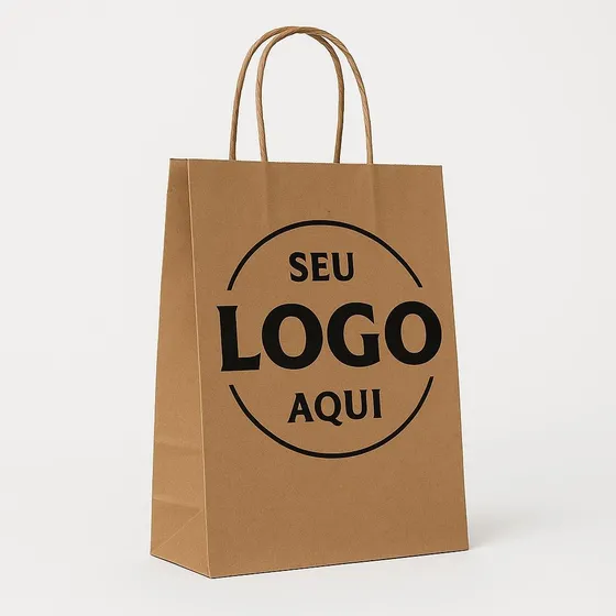 100 Sacolas Personalizada Seu Logo 34x23x11,5cm Resistente