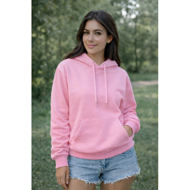 Moletom Feminino Canguru Liso Com Capuz Casaco Blusa De Frio M Rosa