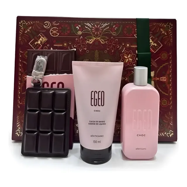Presente Egeo Choc Feminino O Boticário - Perfume Egeo Choc 90ml + Sabonete Líquido Egeo Choc 150ml + Carteira Holder Chocolate