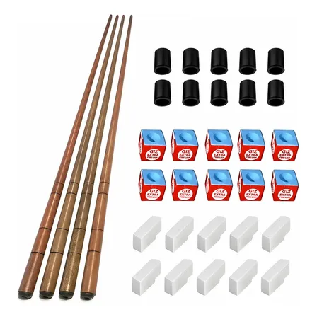 Taco Para Jogo De Bilhar Sinuca Kit Com 4 Tacos Madeira Ipê Marrom 450 G