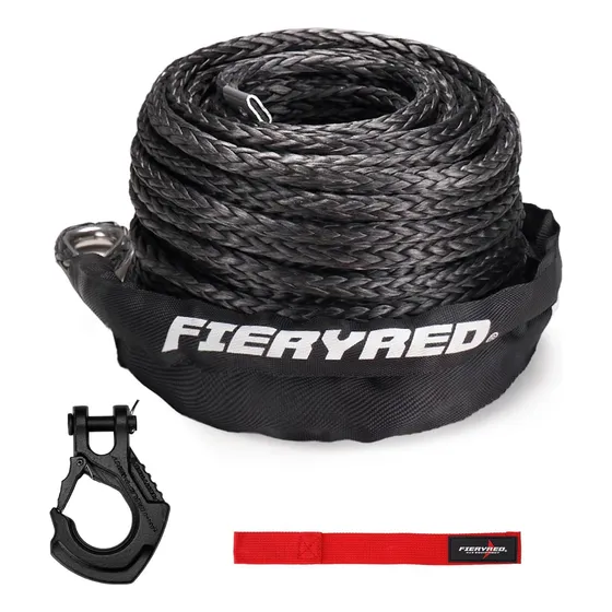 Cuerda De Cabrestante 100' X 3/8  - Cable Negro Con Gancho -