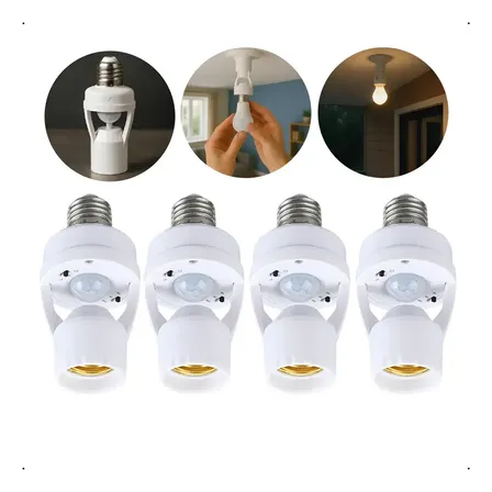 Kit 4 Soquete Sensor De Presença Lâmpada Bocal E27 Bivolt Branco