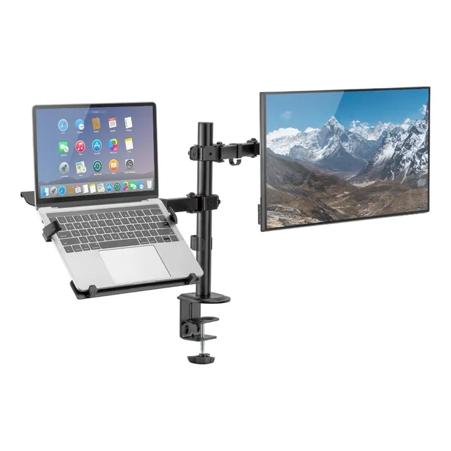 Soporte para Monitor y Laptop Ajustable para Escritorio, Brazo para Monitor Articulado con Base para Laptop, Base para Computadora y Pantalla, Ideal Para Oficina, Escritorio Gamer y Oficina