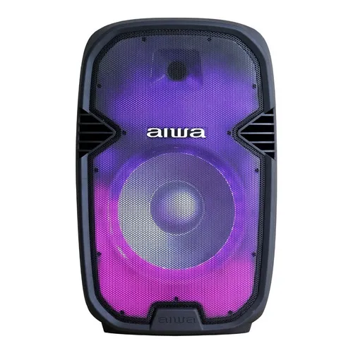 Bocina Aiwa AWSP15TWL Portátil 100W con Bluetooth, Micrófono, Control Remoto y Luces LED, Color Negro