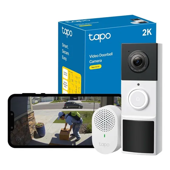 Timbre Inteligente Con Cámara 2k Tp Link Tapo D210 Batería Color Blanco
