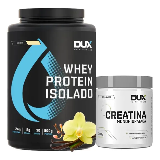 Kit Creatina 300g E Whey Isolado 900g Dux Nutrition Sabores Sabor Baunilha