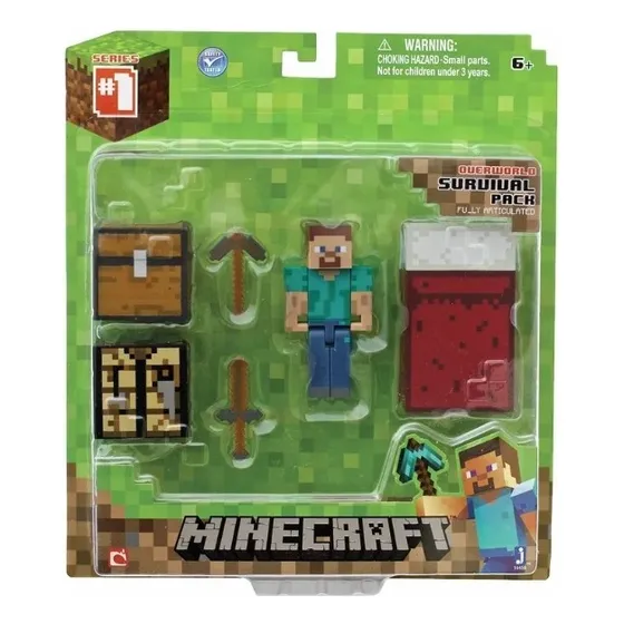 Figura Minecraft Overworld Survival Pack Con Accesorios