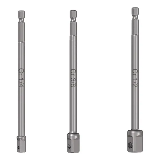 Juego De 3 Adaptadores Largos Para Dados De 1/4-3/8-1/2.