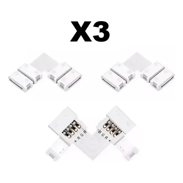 Pack 6 Conectores L Union 4 Pines Grapa Cinta Led Rgb