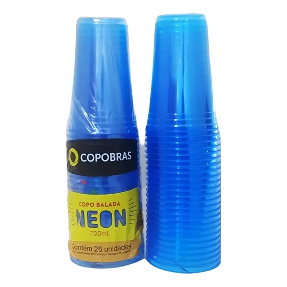 Vaso Neón 300 Ml Copobras Ppt330 X 25 U Color Azul