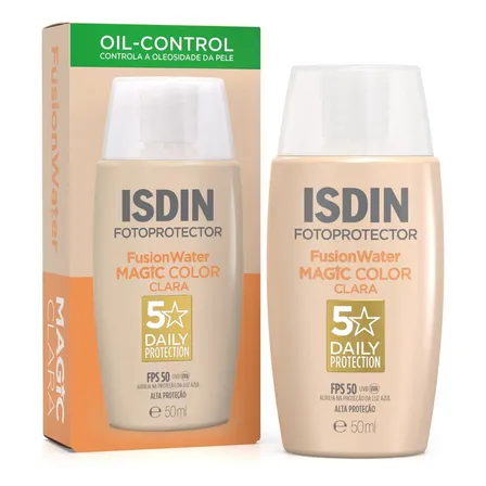 ISDIN Protetor Solar Facial Fusion Water Magic Color FPS 50 – Cor Clara - 50ml