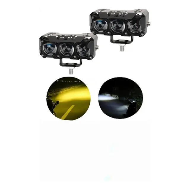 Par Faros Auxiliar Doble Color Lupa 3 Puntos