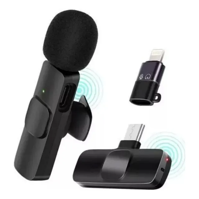 Micrófono Inalámbrico Para iPhone iPad Y Android Tecmaster Color Negro