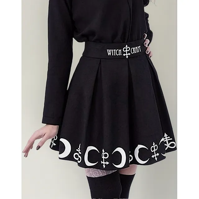 L Vestido Estampado Mujer Gótico Punk Brujería Luna Magic