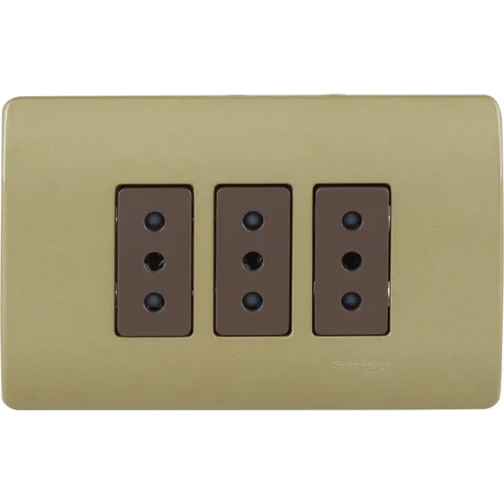Enchufe Triple 2p+t 10a 250v Dorado Emb Genesis