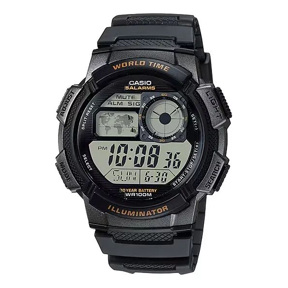 Reloj Casio Ae-1000w Sumergible 100m Alarmas Hora Mundial!!