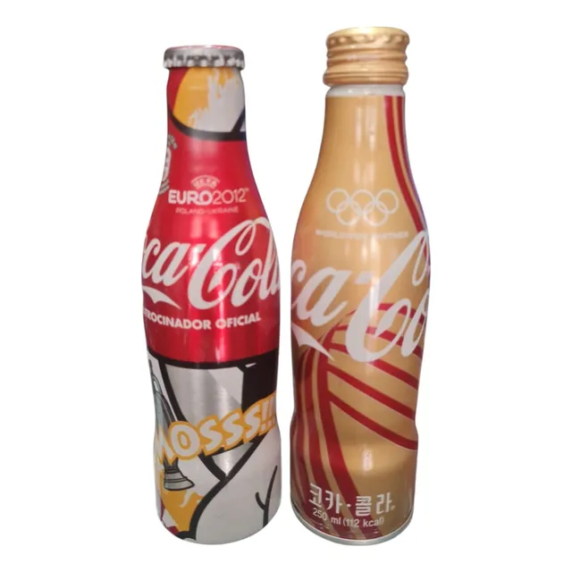 Coleccion 2 Botellas Coca Cola De Aluminio Mundial