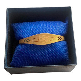 Brazalete Dorado Figura Infinito Relieve Acero Inoxidable Brazalete Dorado Figura Infinito Relieve Acero Inoxidable