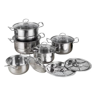 Kit De Baterias De Cocina 12pz Cacerolas De Acero Inoxidable Kit De Baterias De Cocina 12pz Cacerolas De Acero Inoxidable