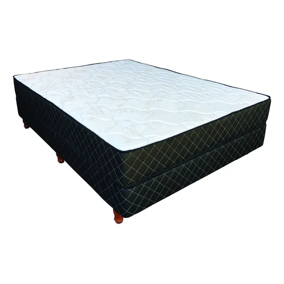 Colchón + Sommier Espuma Alta Densidad 140x190 2 Plazas 1/2 Color Beige
