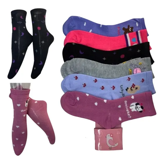 Medias Varios Estampados Infantiles 6.8 Años Pack De 12