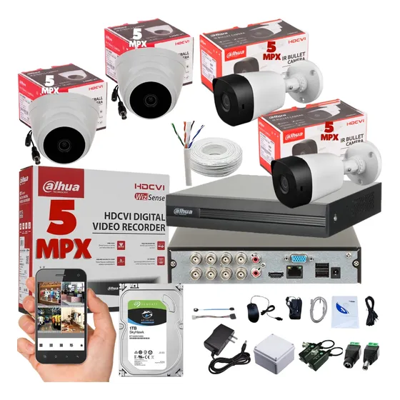 Camaras Seguridad 5 Mpx Dahua Dvr 8ch + 4 Cámaras Completo