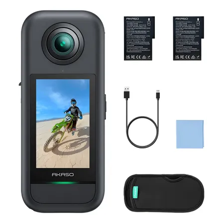 Akaso 360 Câmera De Ação 360° Vídeo 5,7 K, 72 Mp Supersuave Cor Preto