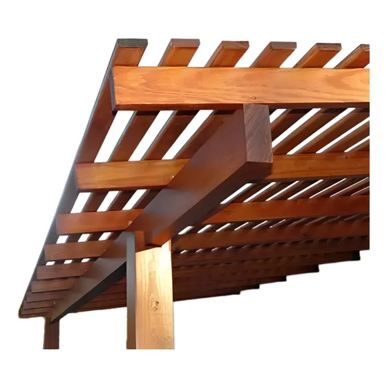 Pergola En Madera Con Media Sombra O Policarbonato, Aleros.