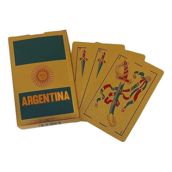 Mazo De Cartas Españolas Foil Color Dorado Diseño Exclusivo