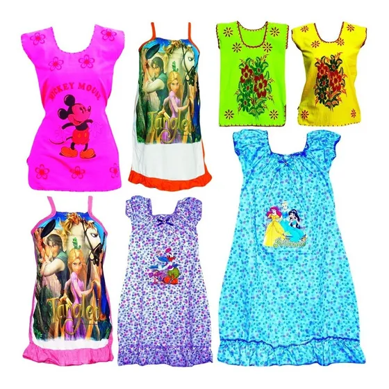 Ropa Infantil Niñas Vestidos Largos Manga Tirita Estampados