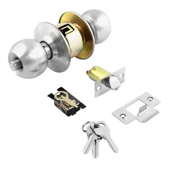 Inomax Pomo Cerradura Pomo Con Llave Y Botón Acero Inoxidable