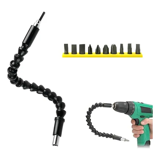 Extensión Flexible De 30cm Atornillador Eléctrico O Taladro Color Negro
