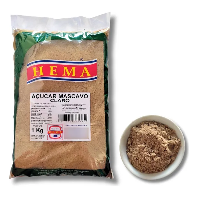 Açúcar Mascavo Claro 1k - Hema  Alimentos.