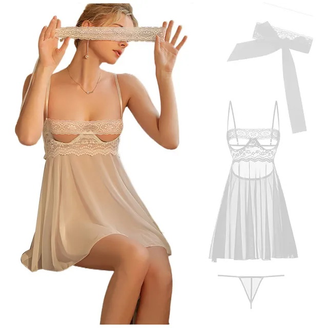 Az. . Baby Doll Conjunto De Pijama Sexy Encaje Antifaz