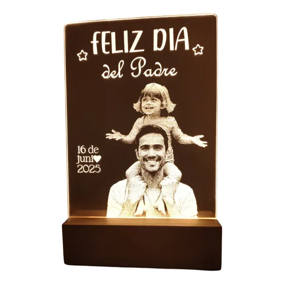 Lámpara Led Grabado Láser Personalizada Día Del Padre