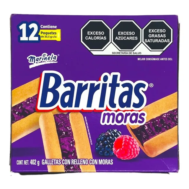 Barritas Marinela Galletas Con Relleno De Moras 12 Piezas